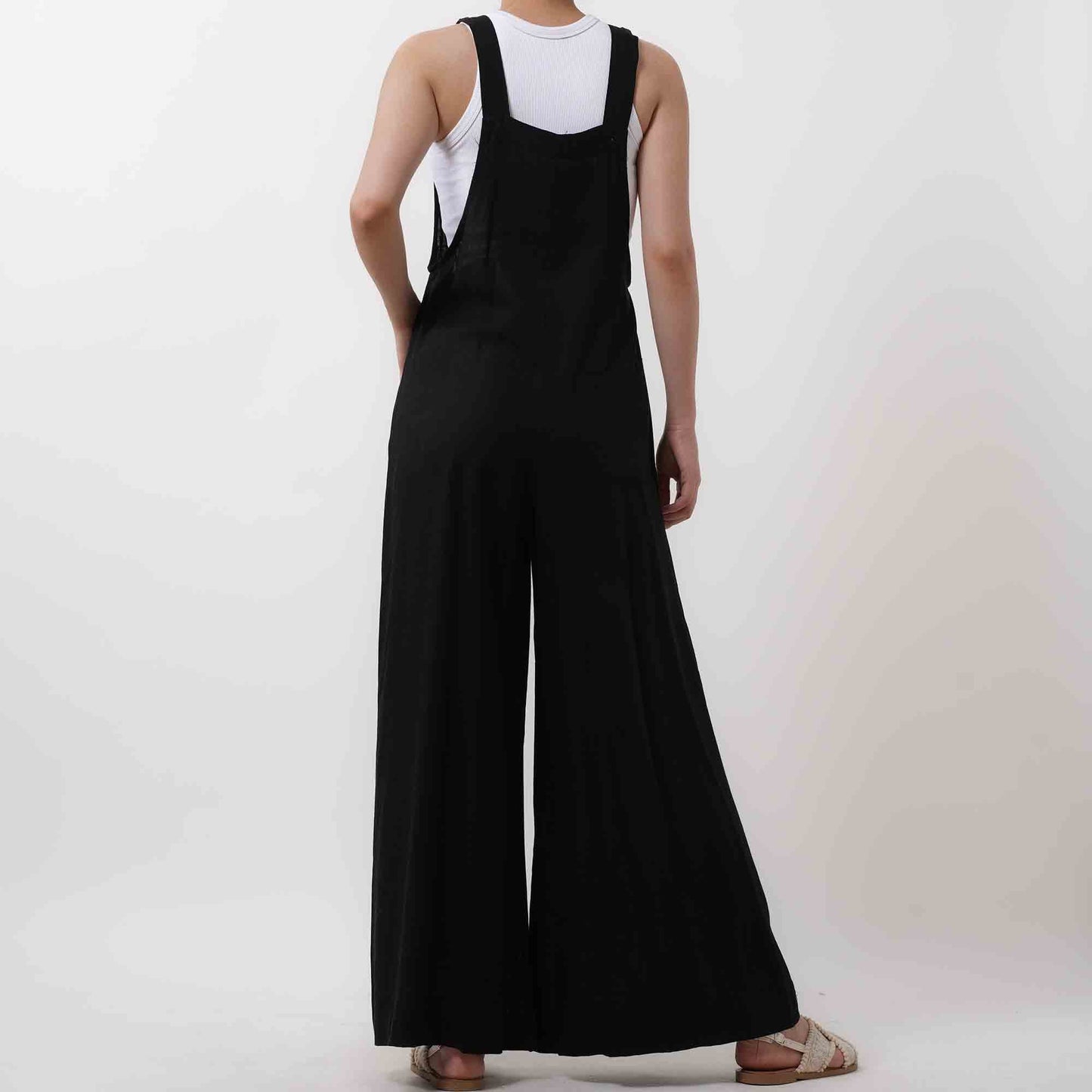 Women's Wide Leg Overall- Breathable Viscose/Linen Blend with Adjustable Straps Cherie Code