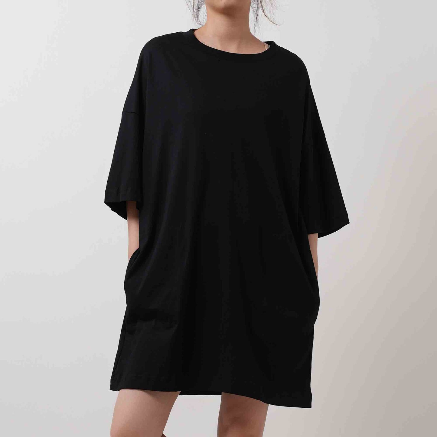 Round Neck Pullover Tee - Crew Neck with Short Sleeves Pocket Mini Dress Cherie Code