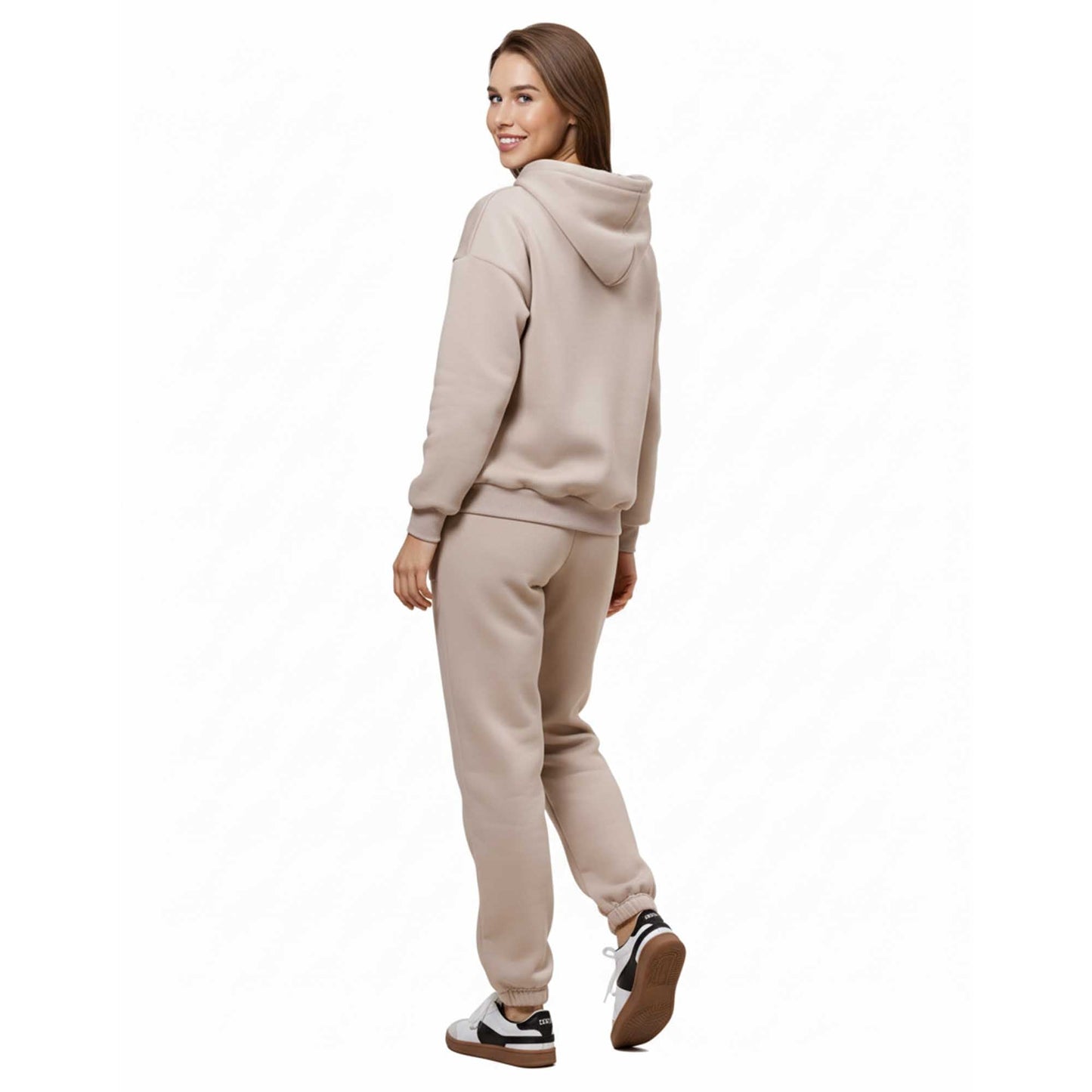 Cherie Code Women's Black Hoodie Lounge Set with Velvet Lining – Long Sleeve Top and Jogger Pants – Casual Fit