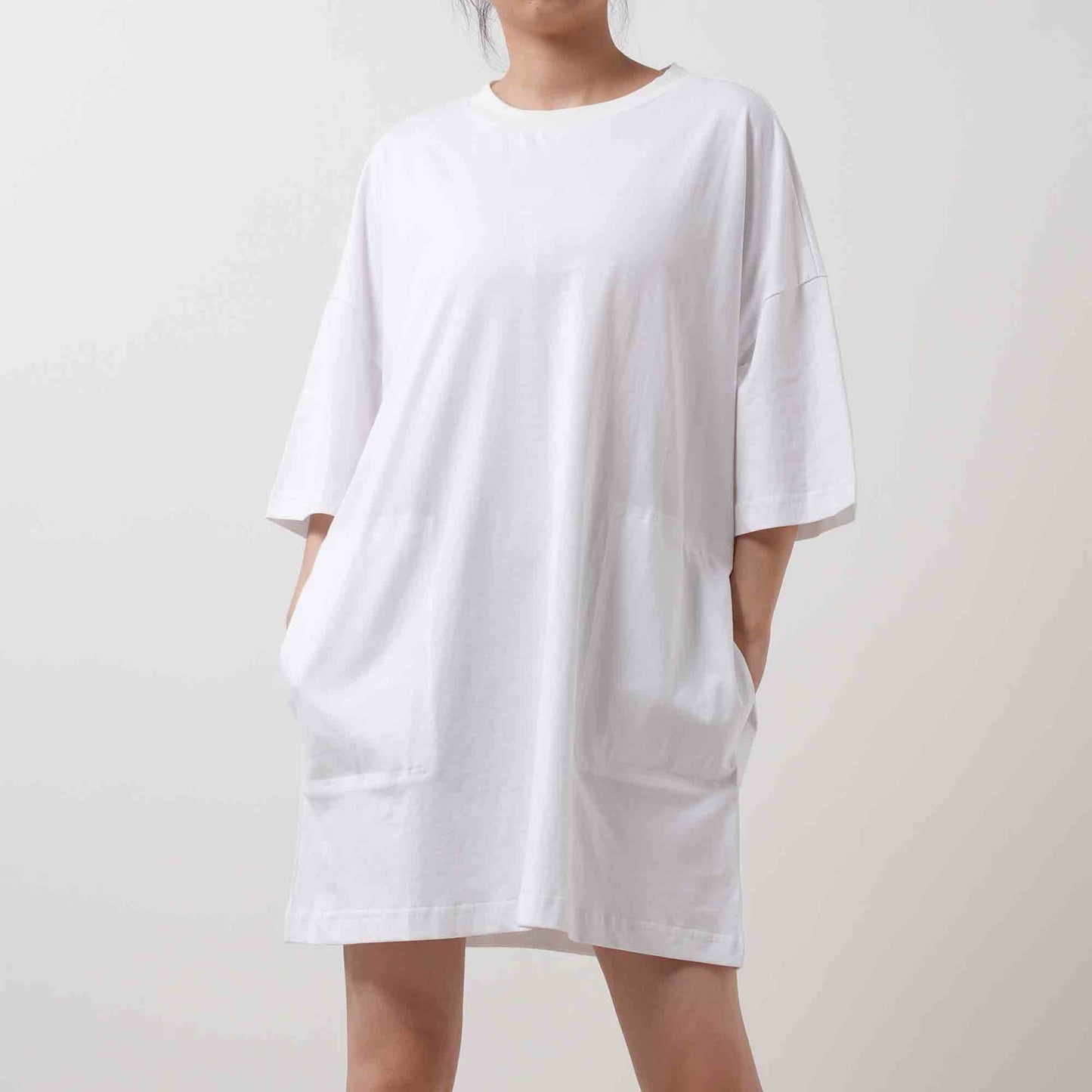 Round Neck Pullover Tee - Crew Neck with Short Sleeves Pocket Mini Dress Cherie Code