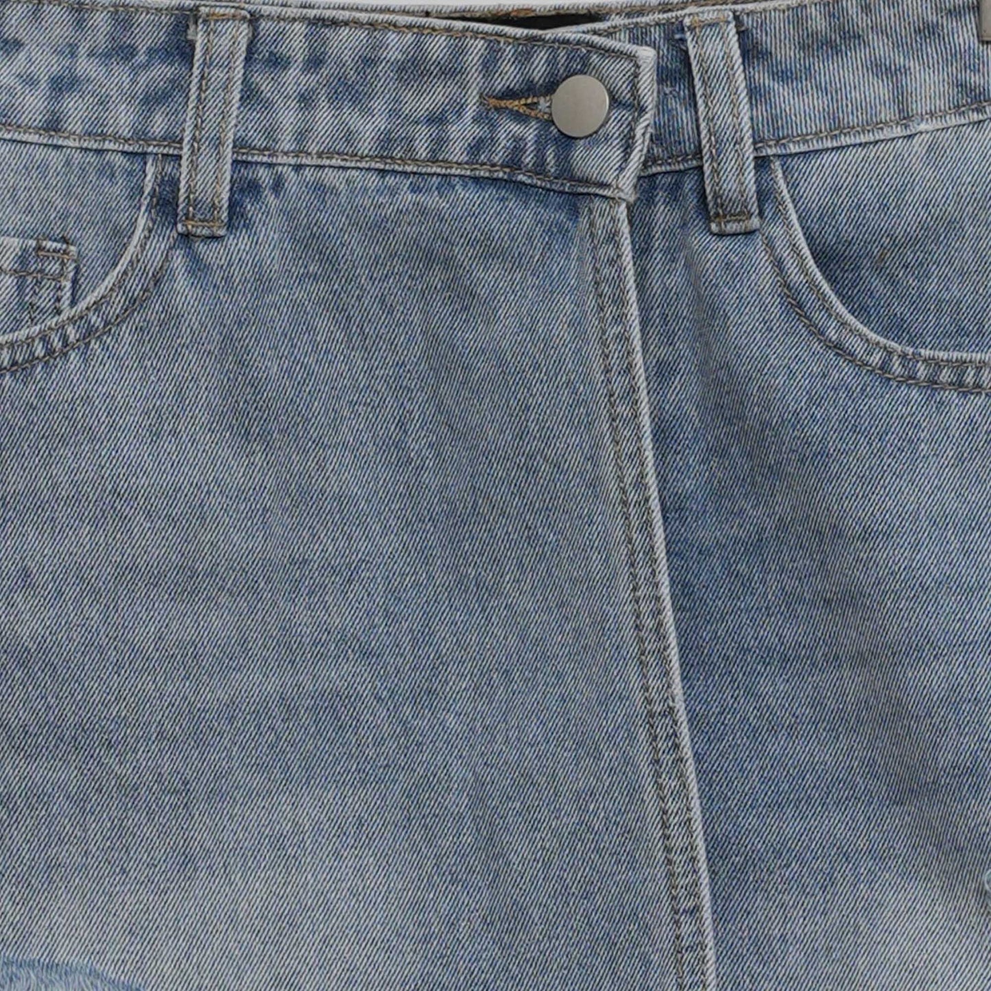 Women's Denim Shorts - Mid-Rise Button Closure with 5 Pockets & Raw Hem Cherie Code