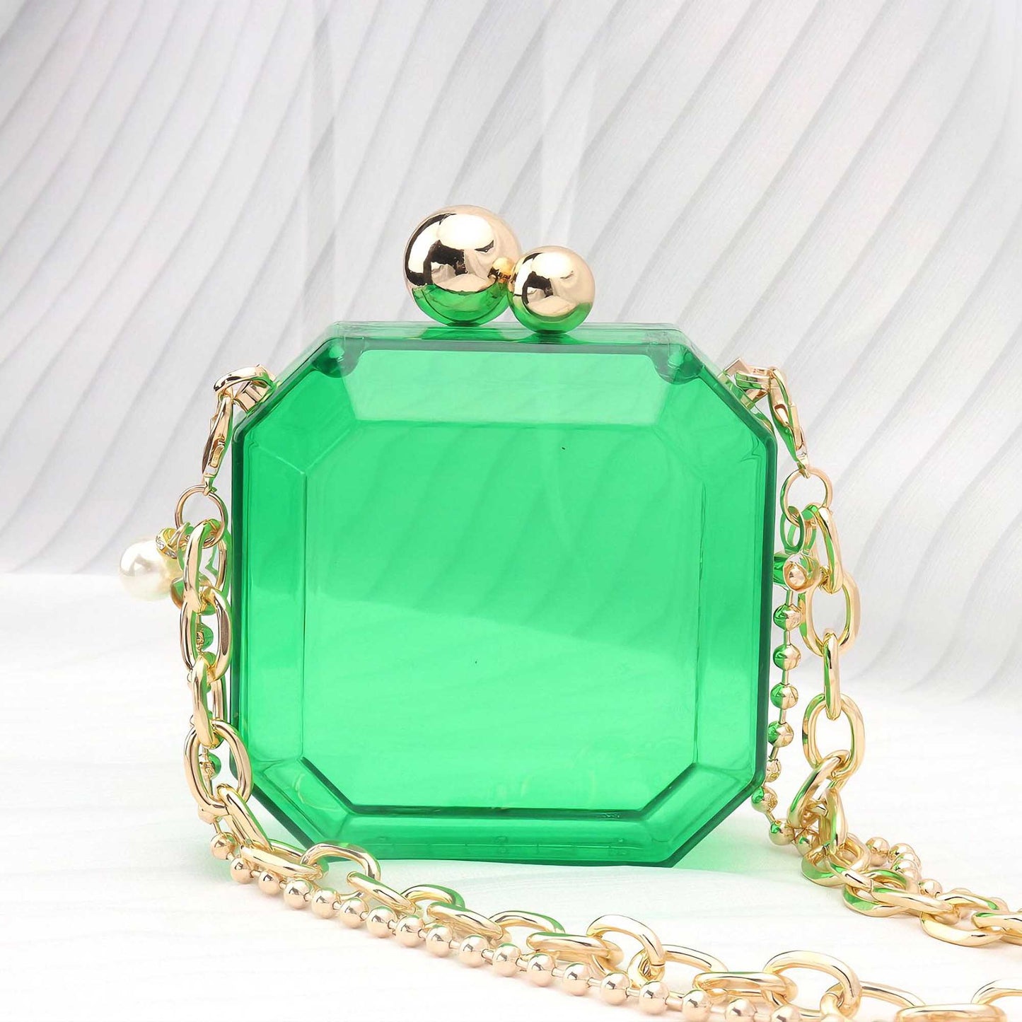 Women's Transparent Acrylic Box Bag with Gold Chain – Cherie Code