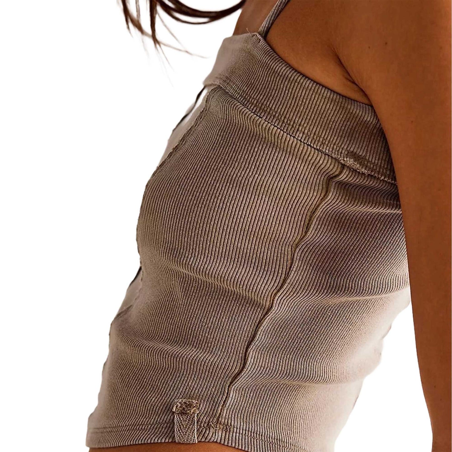 Women's Ribbed Square-Neck Tank  Flattering Seam Details, Sleek Casual Fit Cherie Code