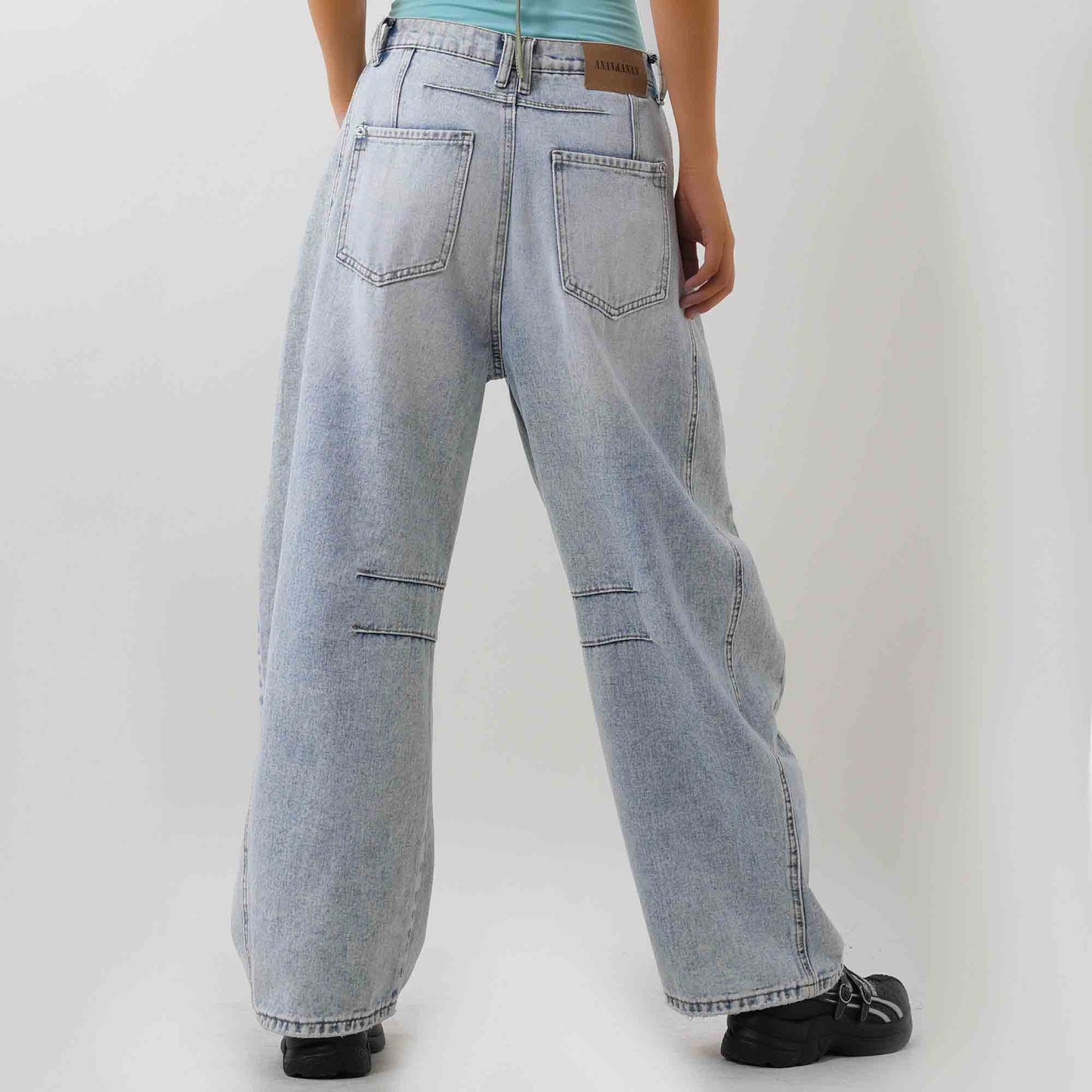 Women's Barrel Leg Baggy Jeans – High Rise Vintage Wash Slouchy Fit Denim by Cherie Code