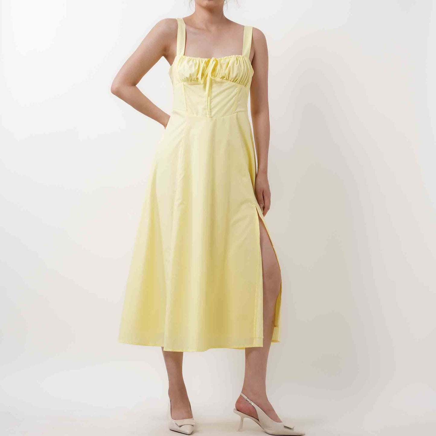 Women's Elegant Pleated Midi Dress - Sleeveless Slim Fit Cocktail Dress with Lining Cherie Code