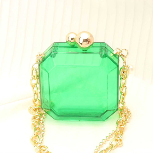 Women's Transparent Acrylic Box Bag with Gold Chain – Cherie Code
