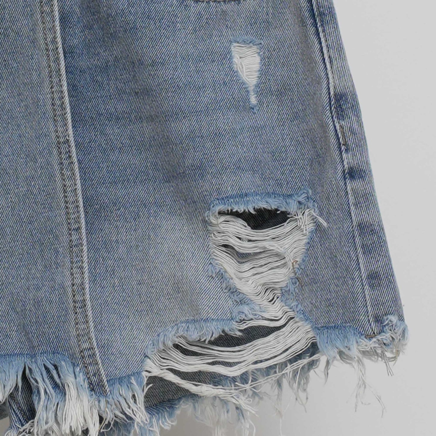 Women's Denim Shorts - Mid-Rise Button Closure with 5 Pockets & Raw Hem Cherie Code
