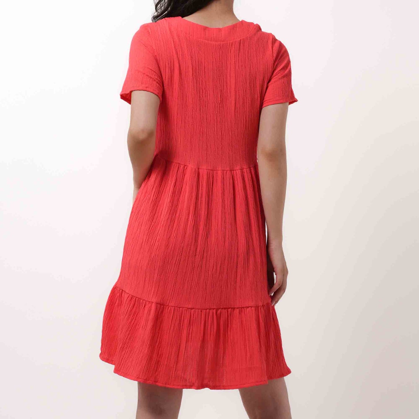 Women's V-Neck Mini Dress - Stretch Viscose Blend with Lining & Short Sleeves Cherie Code