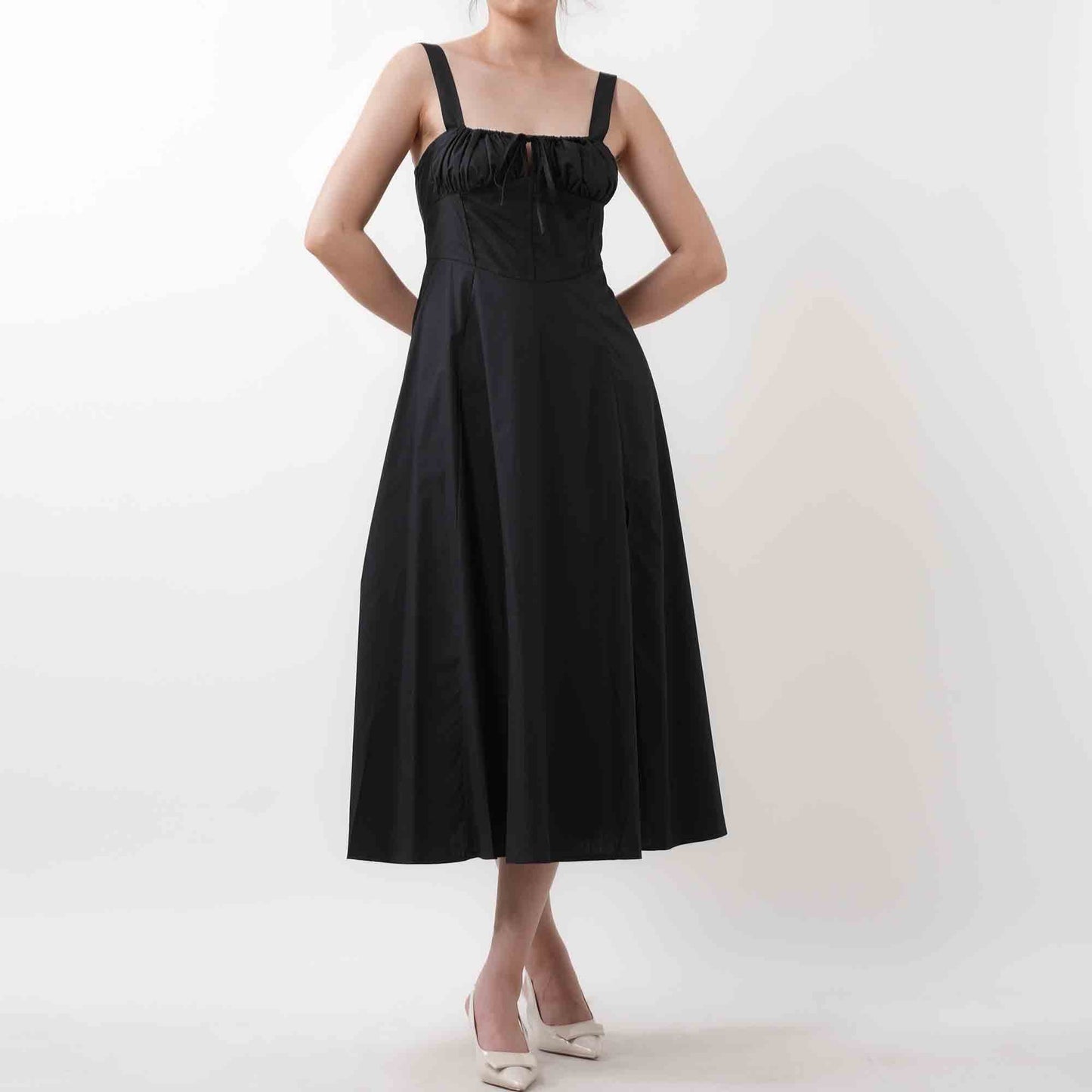 Women's Elegant Pleated Midi Dress - Sleeveless Slim Fit Cocktail Dress with Lining Cherie Code