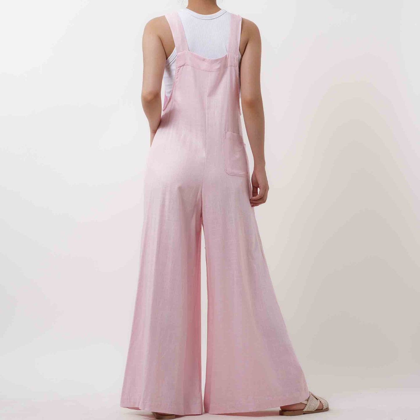 Women's Wide Leg Overall- Breathable Viscose/Linen Blend with Adjustable Straps Cherie Code