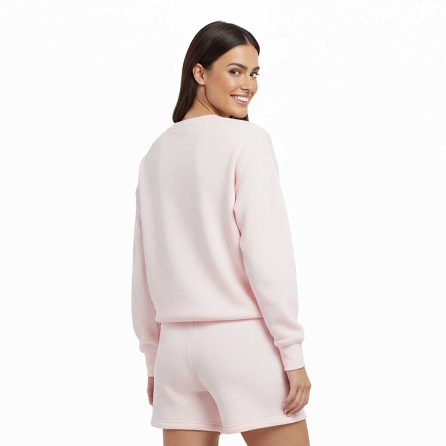Cherie Code Women's Green Long Sleeve Cotton Sweatshirt and Shorts Set – Casual Fit with Elastic Waist and Pockets